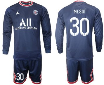 2021/22 Paris Saint-Germain Heim Trikot MESSI 30 Langarm + Kurze Hosen