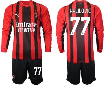 AC Milan Alen Halilović #77 Heimtrikot 2021-22 Langarm + Kurze Hosen