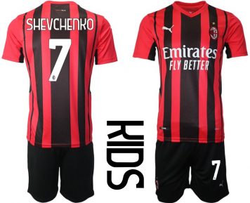 AC Milan Andriy Shevchenko #7 Günstig Fussballtrikot Kinder Kurzarm + Kurze Hosen