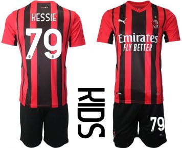 AC Milan Franck Kessie #79 Heim Trikotsatz für Kinder Kurzarm + Kurze Hosen