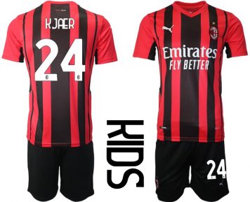 AC Milan Simon Kjær #24 Heim Trikotsatz für Kinder (+ Kurze Hosen)