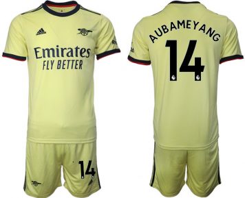 AUBAMEYANG 14# Trikotsatz FC Arsenal Gelbe Trikots Auswärts 2021/22 + Kurze Hosen