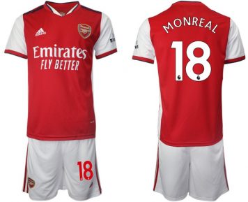 Arsenal F.C. Heimtrikot 2021-22 Herren Kurzarm rot mit Aufdruck Monreal 18 + Kurze Hosen