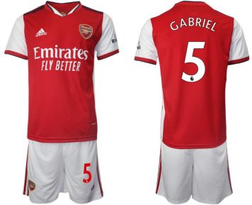 Arsenal Heimtrikot 2021/22 Herren Kurzarm rot mit Aufdruck Gabriel 5 + Kurze Hosen