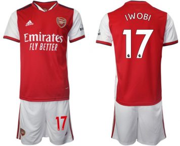 Arsenal Heimtrikot 2021-22 Herren Kurzarm rot mit Aufdruck Iwobi 17 + Kurze Hosen