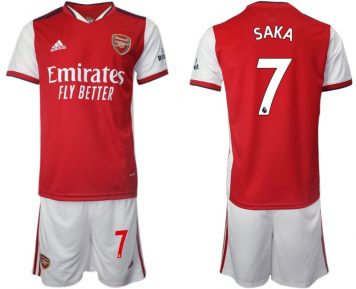 Arsenal Heimtrikot 2021-22 Herren Kurzarm rot mit Aufdruck SAKA 7 + Kurze Hosen
