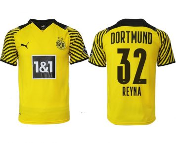 BVB Borussia Dortmund 2021/22 Heimtrikot Herren gelb mit Aufdruck Reyna 32