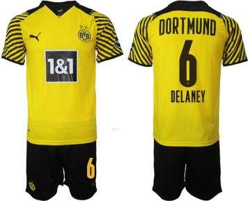 BVB Borussia Dortmund Delaney 6# Heimtrikot Herren 21/22 Gelb Schwarz Trikotsatz