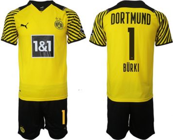 BVB Borussia Dortmund Heimtrikot Bürki 1# Herren 21/22 Gelb Schwarz Trikotsatz