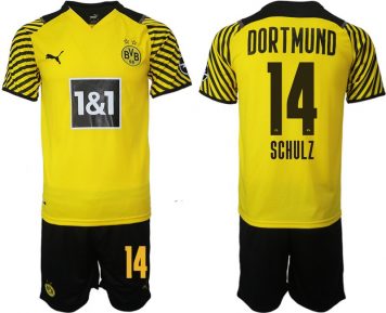 BVB Borussia Dortmund Heimtrikot Herren 2021/22 Schulz 14# Gelb Schwarz Trikotsatz