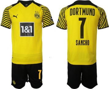 BVB Borussia Dortmund Sancho 7# Heimtrikot Herren 21/22 Gelb Schwarz Trikotsatz