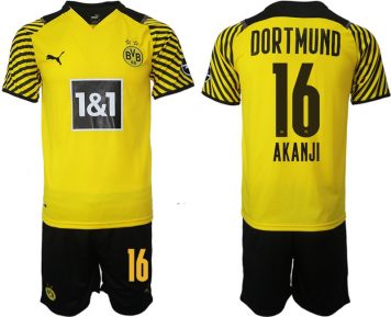 BVB Borussia Dortmund Trikot Home Herren 21/22 Akanji 16# Gelb Schwarz Trikotsatz