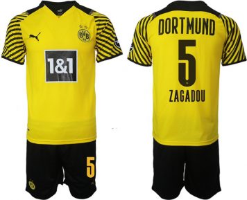 BVB Borussia Dortmund Zagadou 5# Heimtrikot Herren 2021/22 Gelb Schwarz Trikotsatz