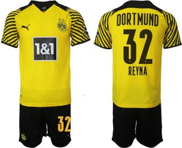 BVB Reyna 32 Trikotsatz Borussia Dortmund Herren Heimtrikot 2021-22 Gelb Schwarz