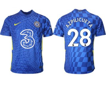 Chelsea Azpilicueta 28# Herren Heim Fußball Trikot 2021/22 blau/gelb