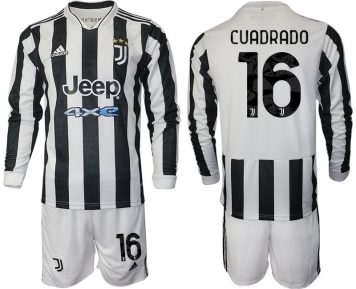 Cuadrado 16# Juventus Turin Herren 2021/22 Fußball Heim Kit Langarm + Kurze Hosen