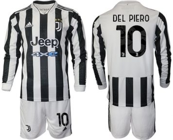 Del Piero 10# Juventus Turin Herren Heimtrikot 2021-22 Langarm + Kurze Hosen