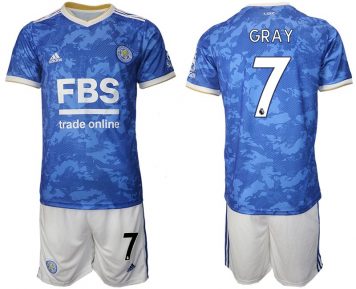 Demarai Gray #7 Leicester City F.C. 21-22 Home Kit Kurzarm + Kurze Hosen