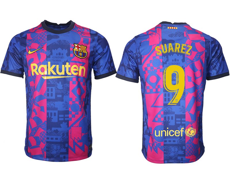 Drittes Trikot FC Barcelona Herren 2021/22 in blau mit Aufdruck SUAREZ 9