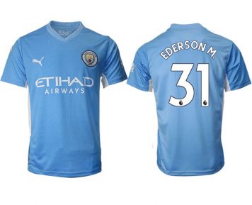 Ederson Moraes #31 Manchester City FC Herren Heimtrikot 21-22 Kurzarm