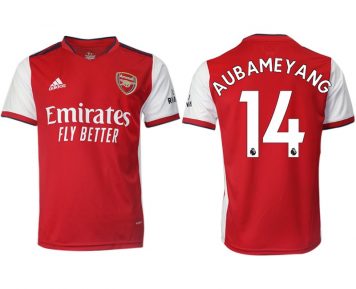 FC Arsenal 2021/22 Herren Home Trikot rot/weiß mit Aufdruck Aubameyang 14