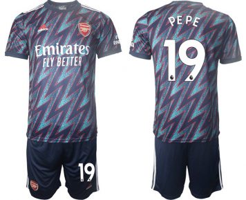 FC Arsenal 2021-22 blau Ausweichtrikot 3rd mit Aufdruck PEPE 19# + Kurze Hosen