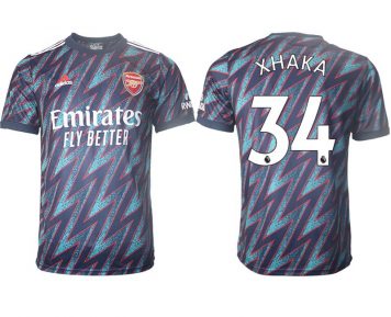 FC Arsenal Auswärtstrikot 2021/22 3rd Shirt blau mit Aufdruck XHAKA 34