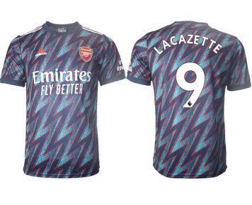 FC Arsenal Auswartstrikot 2021-22 3rd Trikot blau mit Aufdruck Lacazette 9