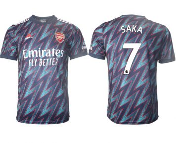 FC Arsenal Auswärtstrikot 2021/22 3rd Trikot blau mit Aufdruck SAKA 7