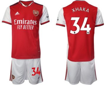 FC Arsenal Heimtrikot 2021-22 Xhaka 34# Herren rot Kurzarm + Kurze Hosen