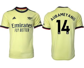 FC Arsenal London Auswärts Trikot 2021/22 Gelb mit Aufdruck AUBAMEYANG 14