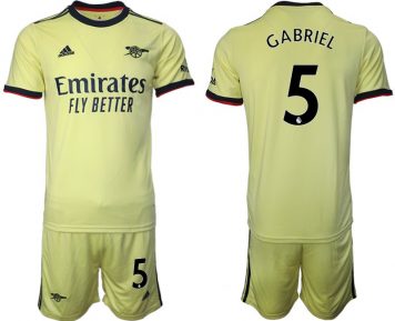 FC Arsenal London Gabriel 5# Trikot Away 2021-22 Gelb Trikotsatz + Kurze Hosen
