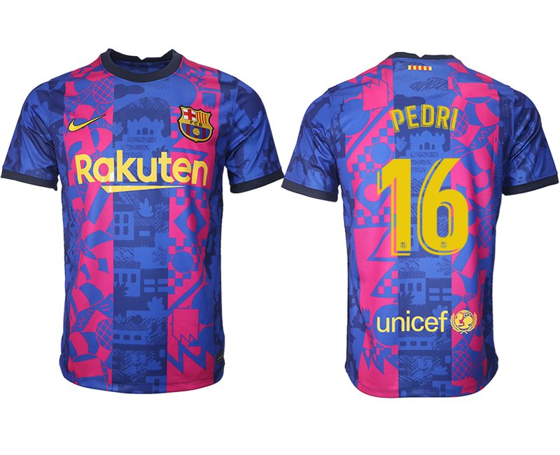 FC Barcelona Herren 3rd Trikot 2021/22 in blau mit Aufdruck PEDRI 16