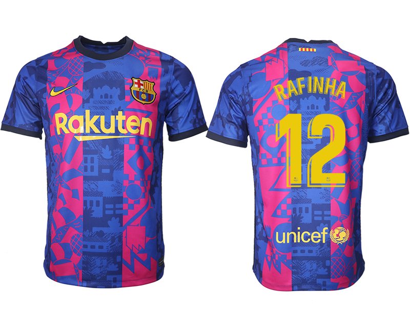 FC Barcelona Herren 3rd Trikot 2021/22 in blau mit Aufdruck RAFINHA 12