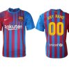 FC Barcelona Herren Fussball-Trikots 2021-22 blau-rot mit Individualdruck gelb Anpassbare Name und Nummer