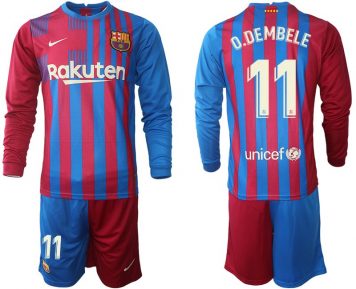 FC Barcelona O.Dembele 11# Heimtrikot 2021/22 Langarm + Kurze Hosen online kaufen