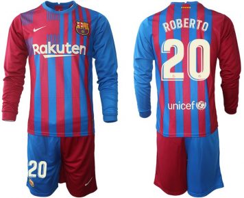 FC Barcelona Sergi Roberto 20# Heimtrikot 2021-22 Langarm + Kurze Hosen