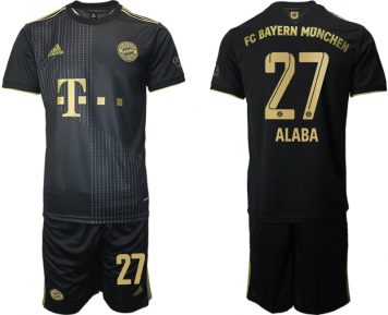 FC Bayern München Alaba 27 Herren Fußballtrikot Away 21/22 Schwarz Trikotsatz