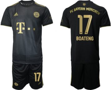 FC Bayern München Boateng 17 Auswärts Trikot 2021/22 Schwarz Kurzarm + Kurze Hosen