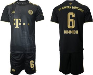 FC Bayern München Kimmich 6 Auswärts Trikot 2021/22 Schwarz Kurzarm + Kurze Hosen