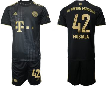 FC Bayern München Musiala 42 Herren Fußballtrikot Away 21/22 Schwarz/Gold Trikotsatz