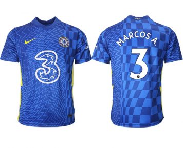 FC Chelsea 2021-22 Heimtrikot Fußballtrikots mit Aufdruck Marcos A. 3