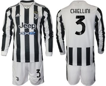 FC Juventus Turin Giorgio Chiellini 3# Herren 2021/22 Heimtrikot Langarm + Kurze Hosen