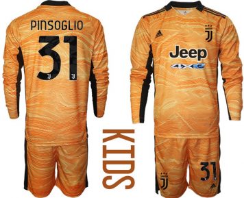 Fantrikots Juventus Kinderheim Torwart Trikot 2021-22 Langarm Orange Pinsoglio 31# Trikotsatz