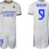 Fussball Trikotsatz Real Madrid Heimtrikot 2021-22 weiß blau mit Aufdruck Benzema 9