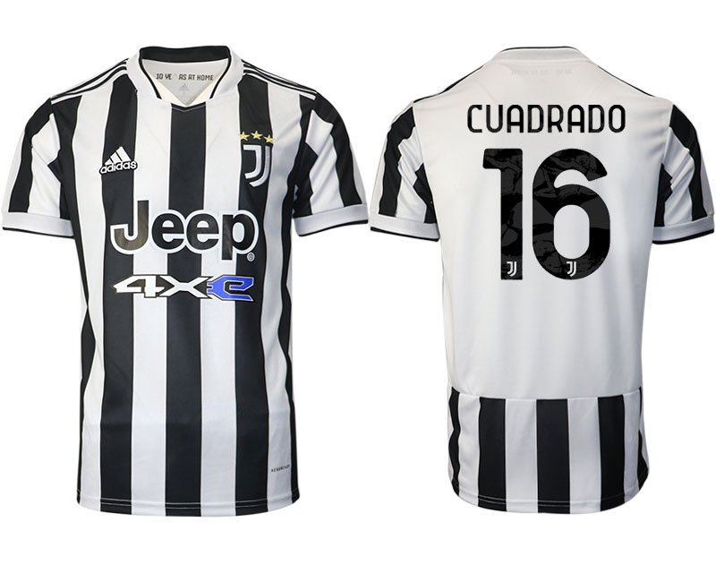 Günstige Fußballtrikots Juventus Turin Heimtrikot 2021/22 mit Aufdruck Cuadrado 16