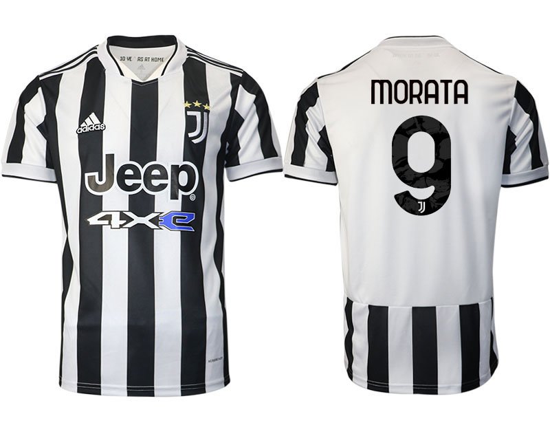 Günstige Fußballtrikots Juventus Turin Heimtrikot 2021/22 mit Aufdruck Morata 9
