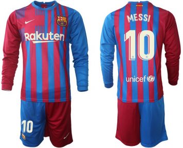 Günstige Fußballtrikots Barcelona Lionel Messi 10 Heim Trikot Home Langarm + Kurze Hosen