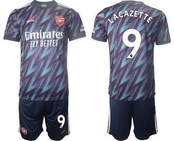 Herren Ausweichtrikot 3rd FC Arsenal 2021/22 Lacazette 9# blau/rot + Kurze Hosen