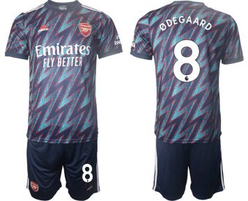 Herren Ausweichtrikot 3rd FC Arsenal 2021/22 ØDEGAARD 8# blau/rot + Kurze Hosen